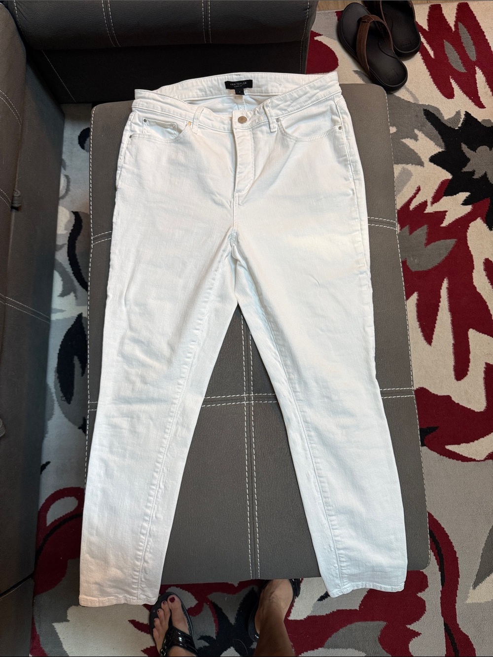 Ann Taylor Curvy Fit White Straight-Leg Jeans